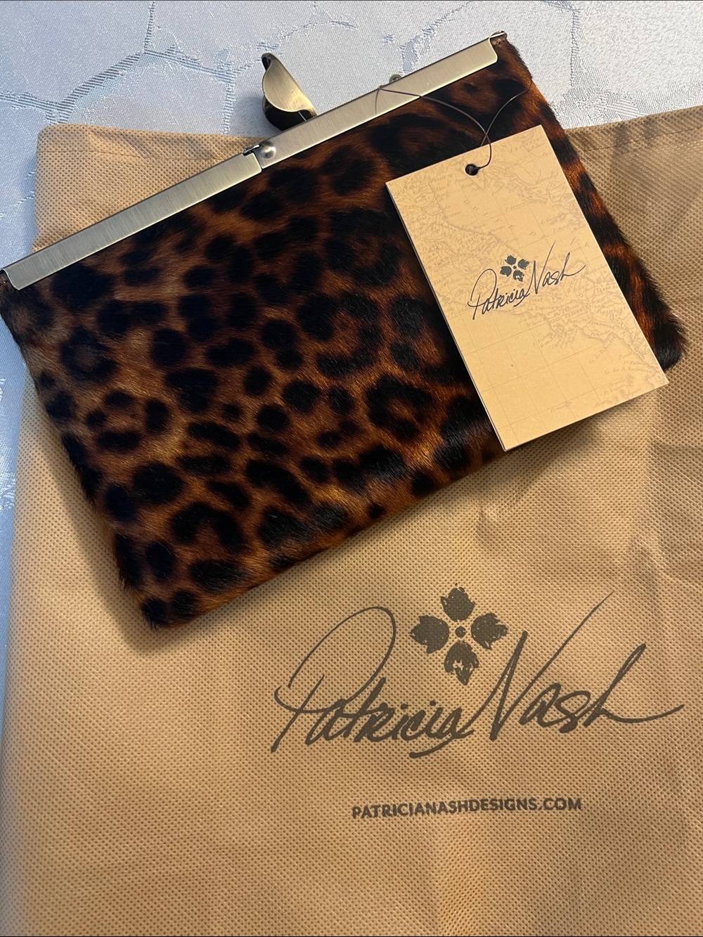 Patricia Nash Brown and Black Leopard Haircalf Clutch